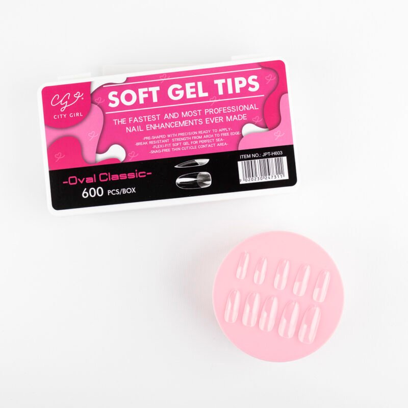 CAJA TIPS SOFT GEL OVAL CLASSIC 600PCS - CITY GIRL