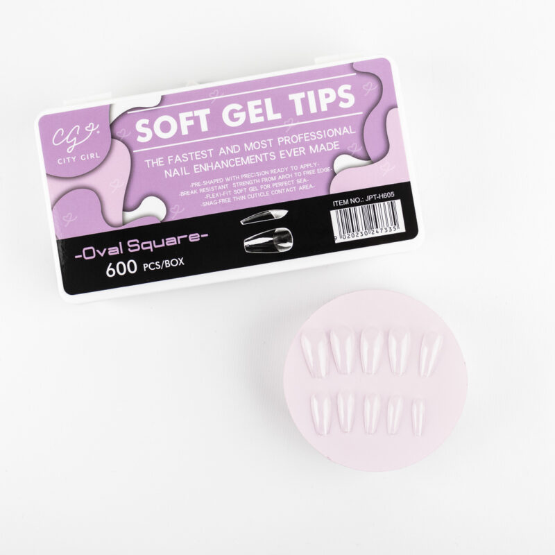 CAJA TIPS SOFTGEL OVAL CUADRADOS 600PCS CITY GIRL