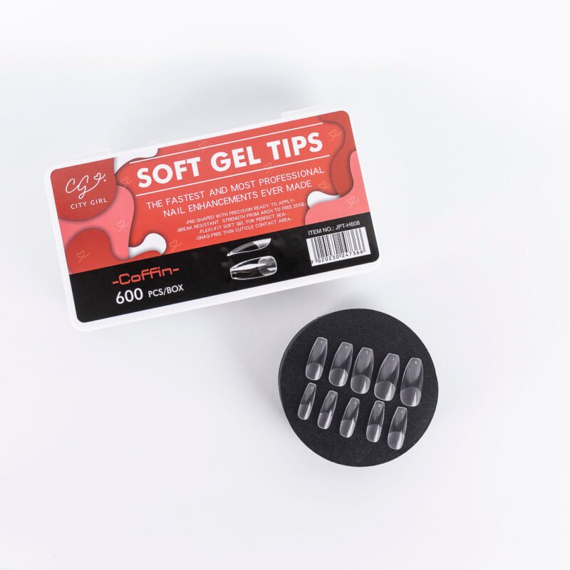 CAJA TIPS SOFT GEL  COFFIN 600PCS - CITY GIRL