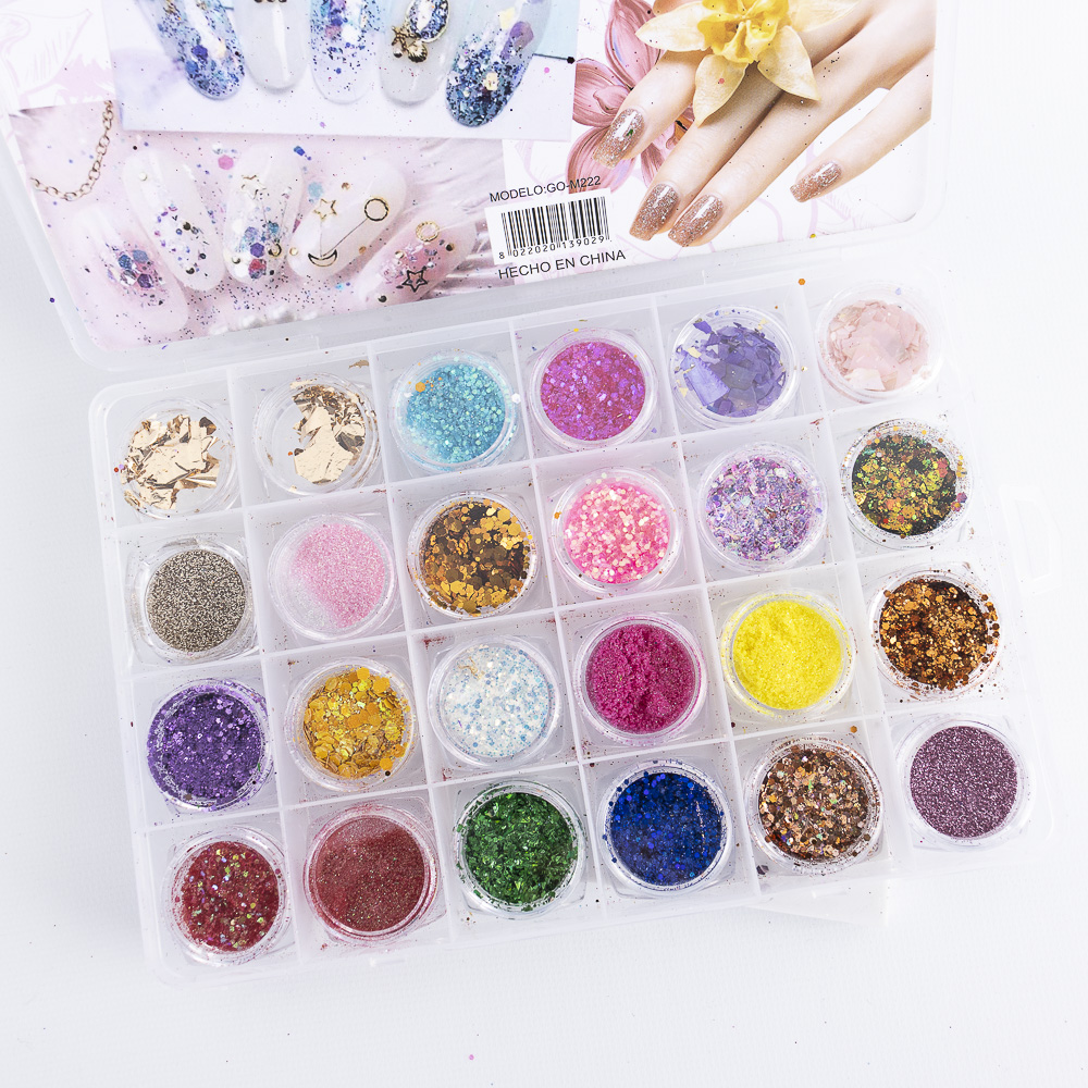 CAJA CON MIX DECO Y GLITTER PARA ENCAPSULAR 24PCS - CITY GIRL
