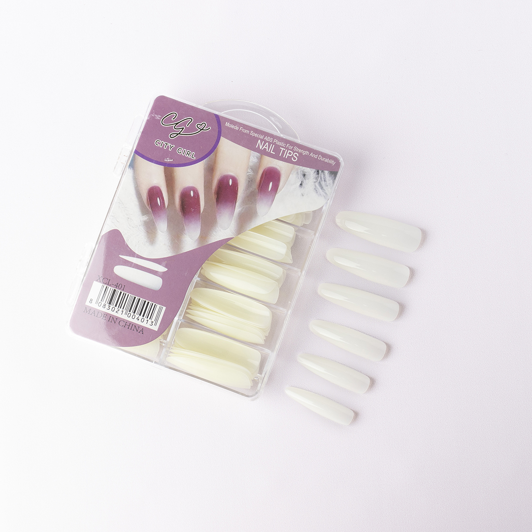 TIPS SOFT GEL OVAL XL BLANCOS 100PCS - CITY GIRL