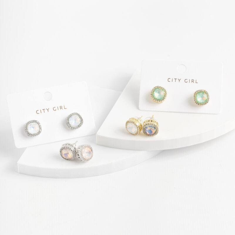 AROS CON PIEDRA TORNASOL Y STRASS - Imagen 2