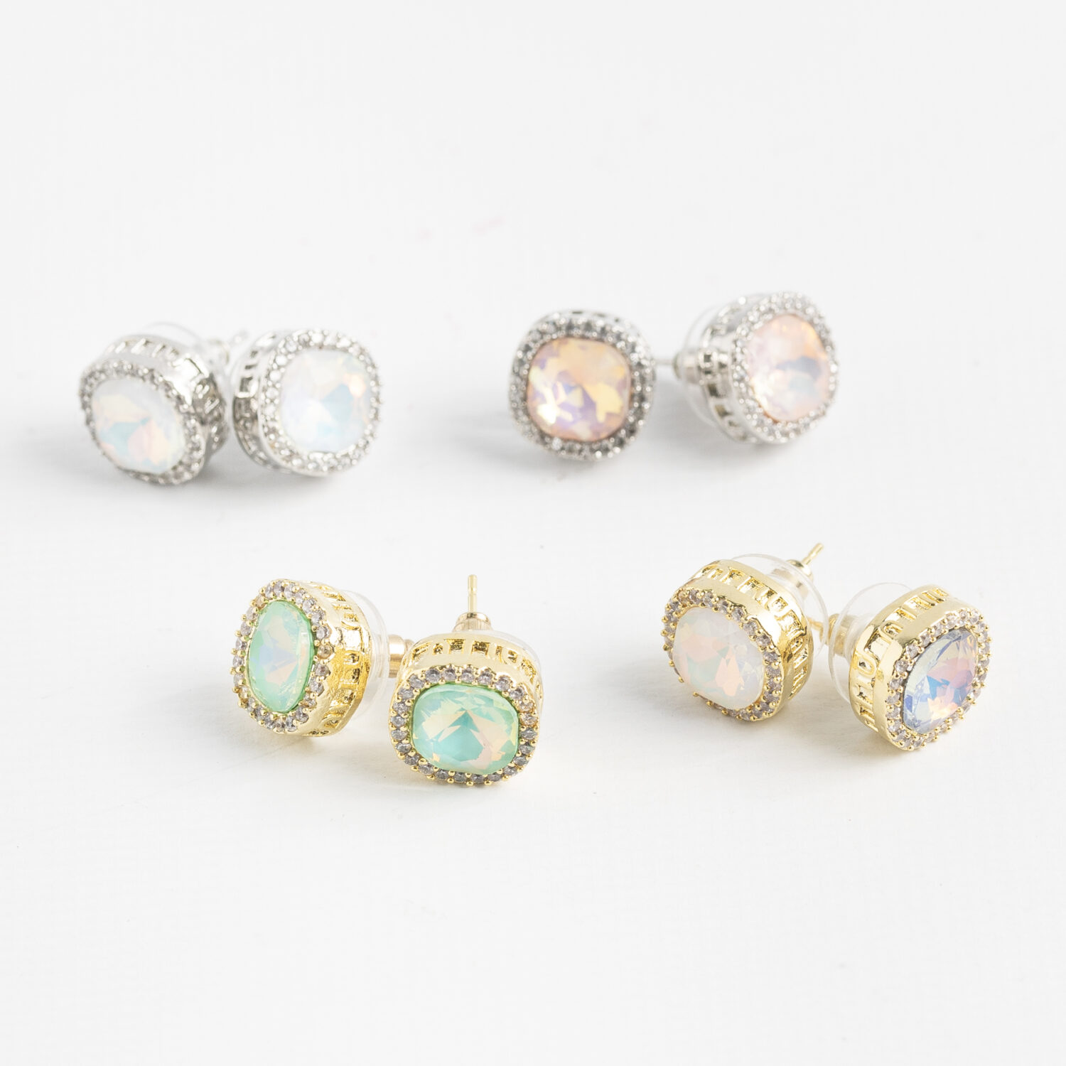 AROS CON PIEDRA TORNASOL Y STRASS