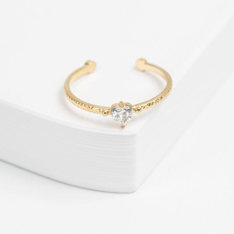 ANILLO ACERO CON STRASS CORAZON - VARIOS COLORES