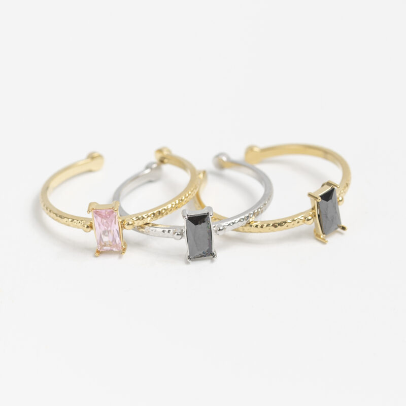 ANILLO ACERO CON STRASS CUADRADO - VARIOS COLORES - Imagen 2