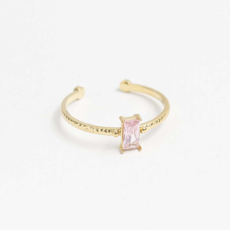 ANILLO ACERO CON STRASS CUADRADO - VARIOS COLORES