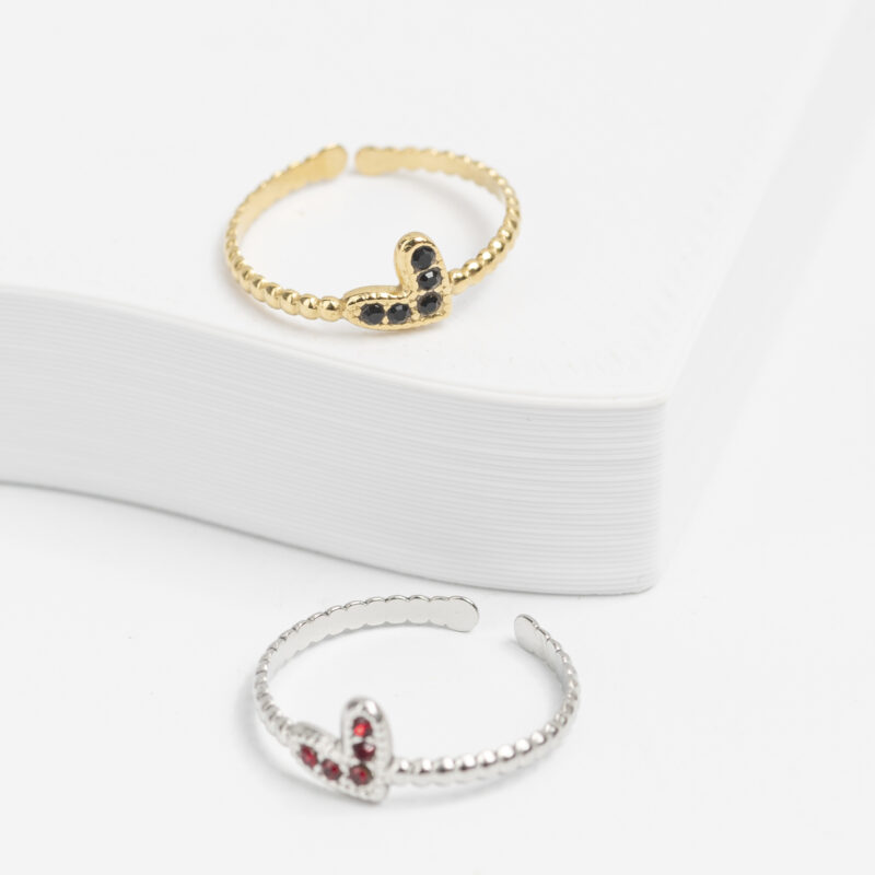 ANILLO ACERO CORAZON CON STRASS - VARIOS COLORES - Imagen 3