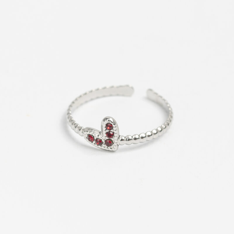 ANILLO ACERO CORAZON CON STRASS - VARIOS COLORES