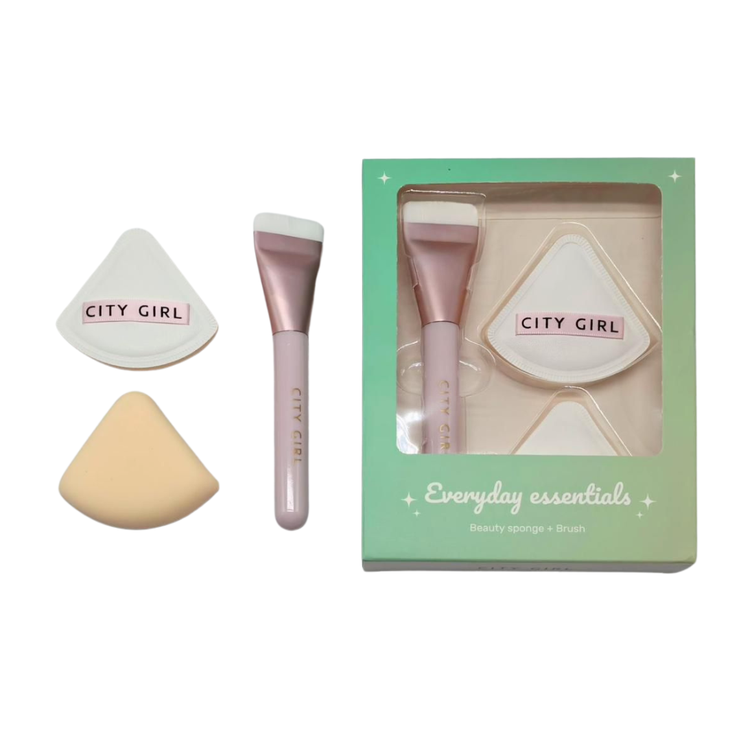KIT ESPONJAS + BROCHA PARA MAQUILLAJE