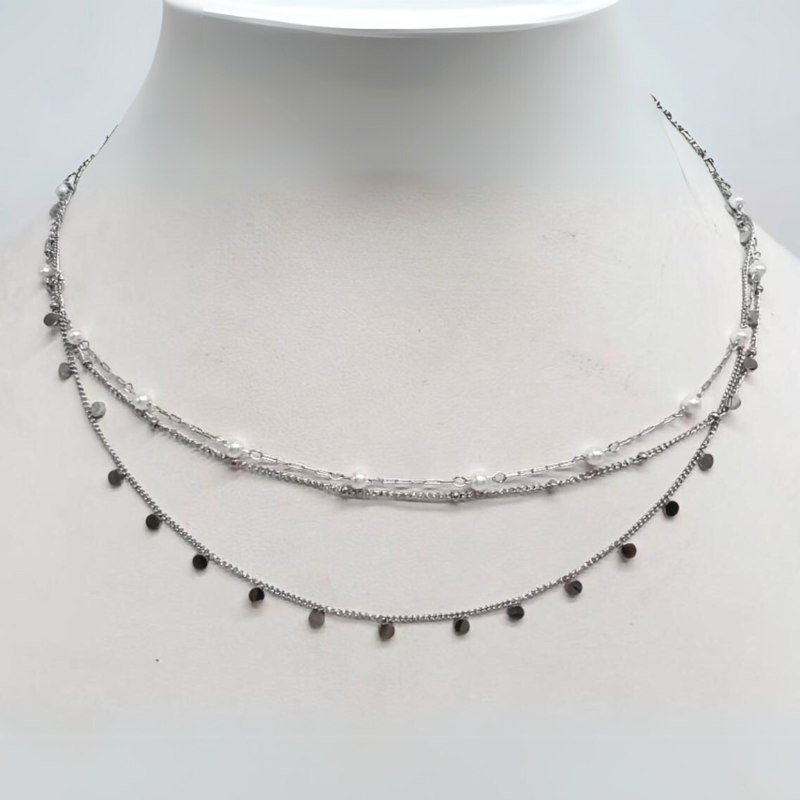 COLLAR TRIPLE CON PERLAS - CITY GIRL