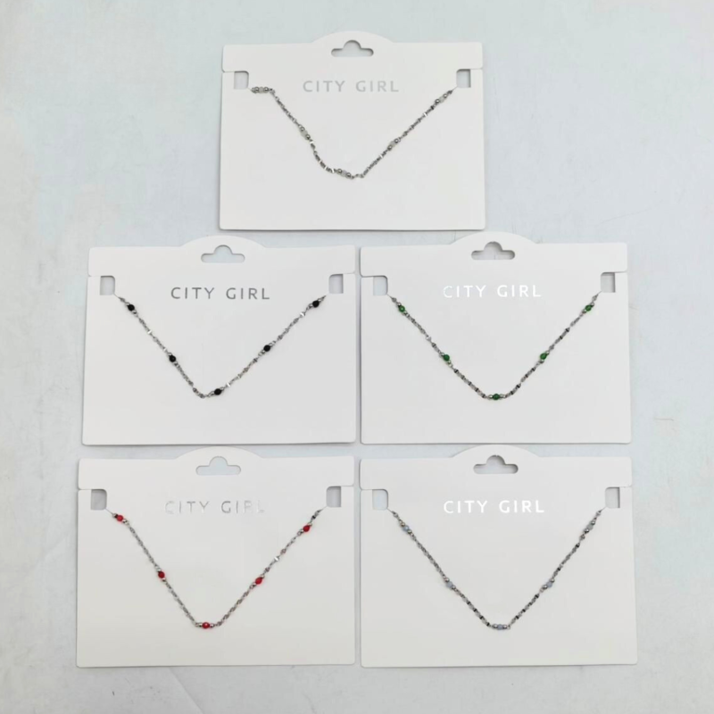 COLLAR PLATEADO CON PIEDRAS - CITY GIRL