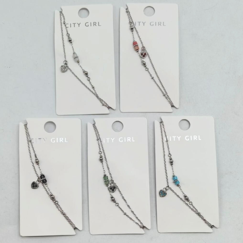 TOBILLERA DOBLE CON COLGANTE - CITY GIRL