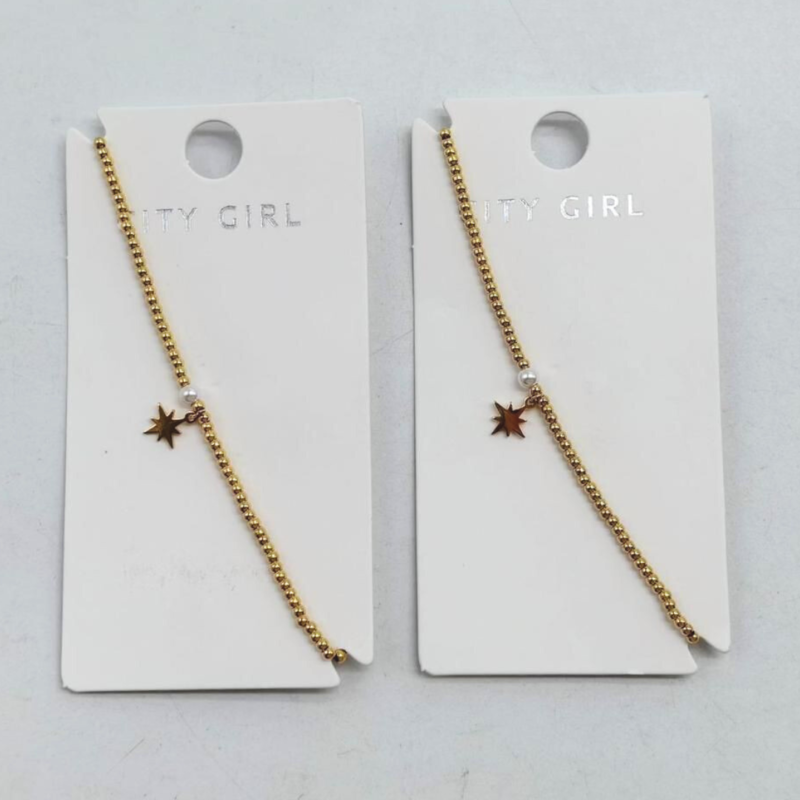 TOBILLERA CON COLGANTE Y PERLA - CITY GIRL
