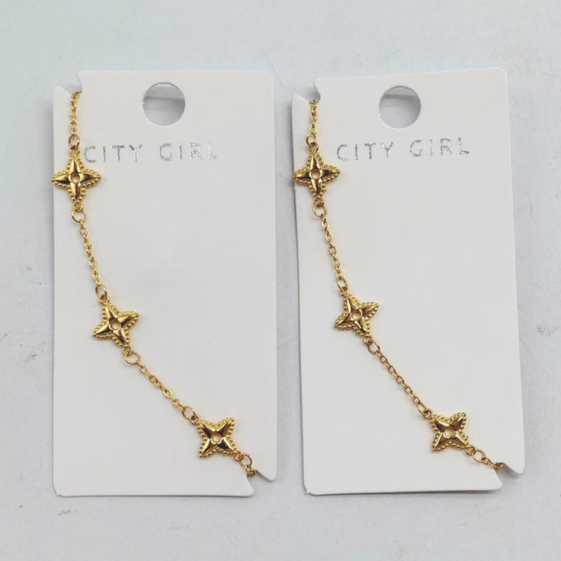 TOBILLERA CON ESTRELLAS 4 PUNTAS - CITY GIRL