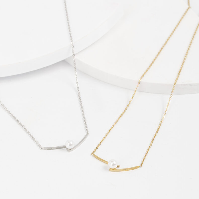 COLLAR DE ACERO CON PERLA CITY GIRL
