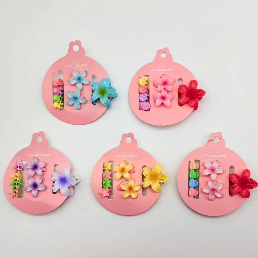 SET BROCHE FLOR HAWAIANA + BROCHESITOS - CITY GIRL