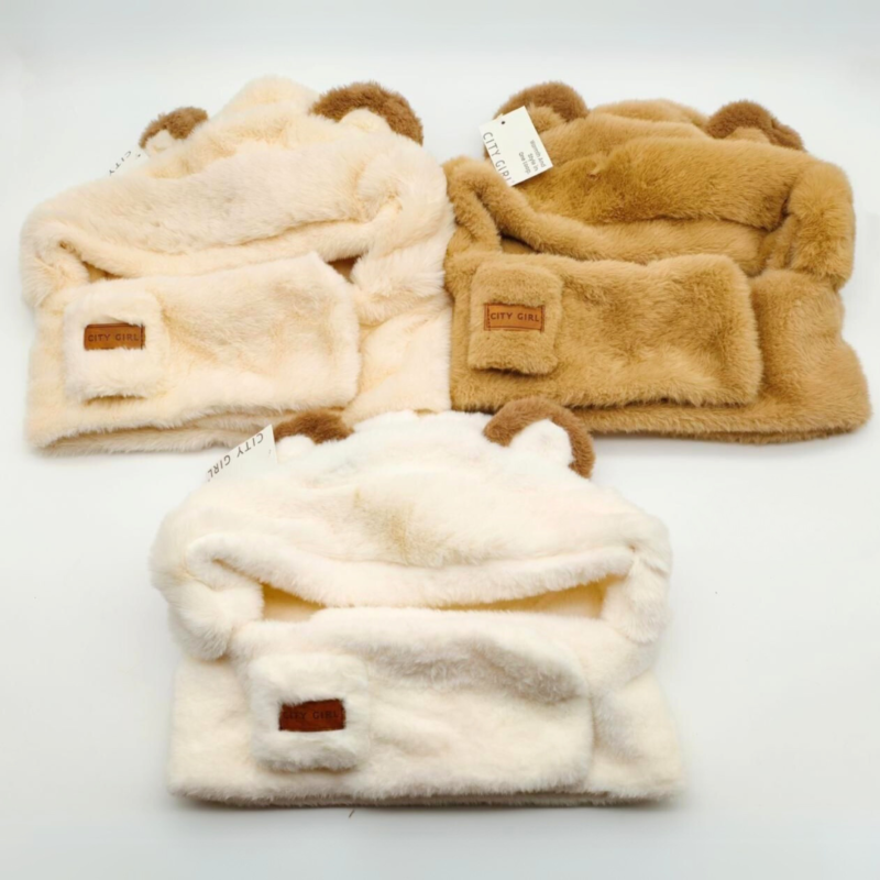 GORRO OREJITAS CON CUELLO DE PELUCHE - CITY GIRL