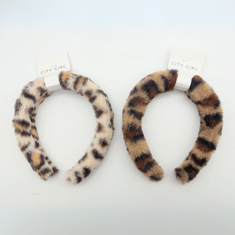 VINCHA PELUDITA  ANIMAL PRINT - PAQUETE 12u