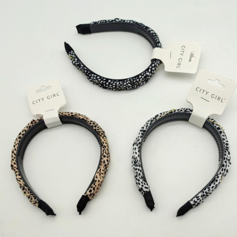 VINCHA ANIMAL PRINT TRENZADA - PAQUETE 12u