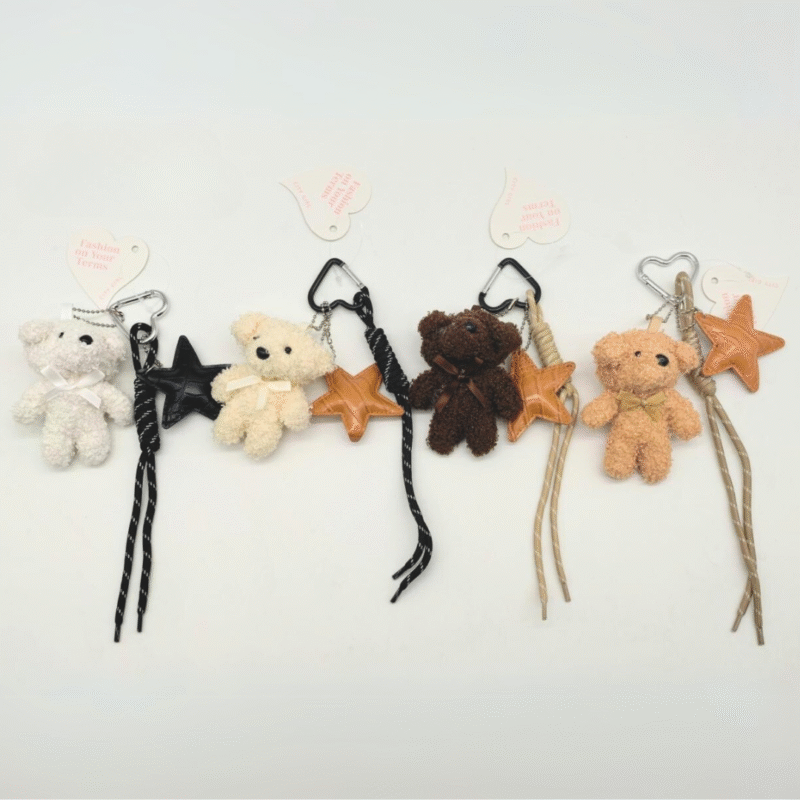 OSITO LLAVEROS CHARM CON ESTRELLA - CITY GIRL - PAQUETE 12 U