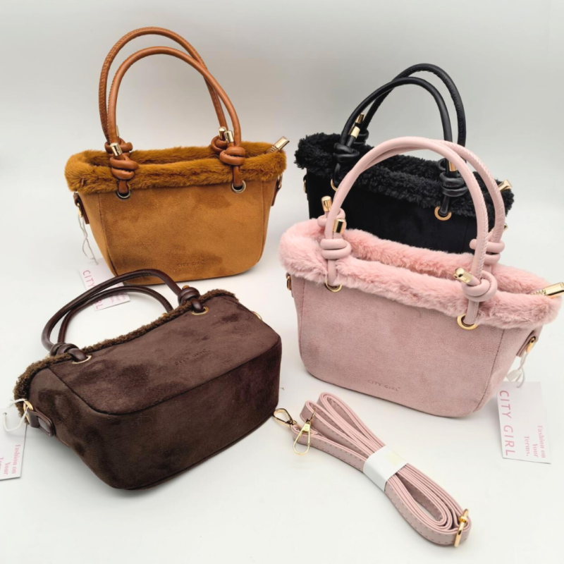 CARTERA GAMUZADA CON PELUCHE - CITY GIRL