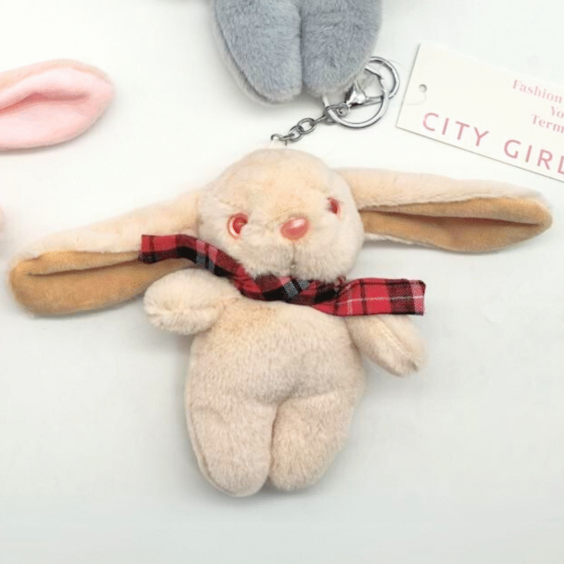 LLAVEROS CONEJO DE PELUCHE CON BUFANDA - CITY GIRL - PAQUETE 12U