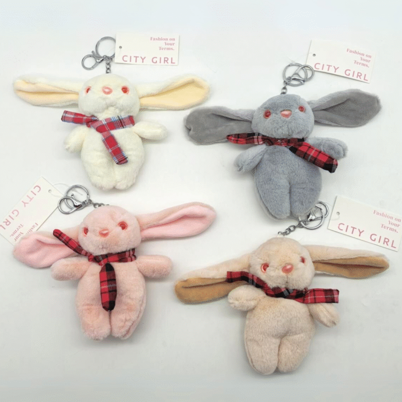 LLAVEROS CONEJO DE PELUCHE CON BUFANDA - CITY GIRL - PAQUETE 12U - Imagen 2
