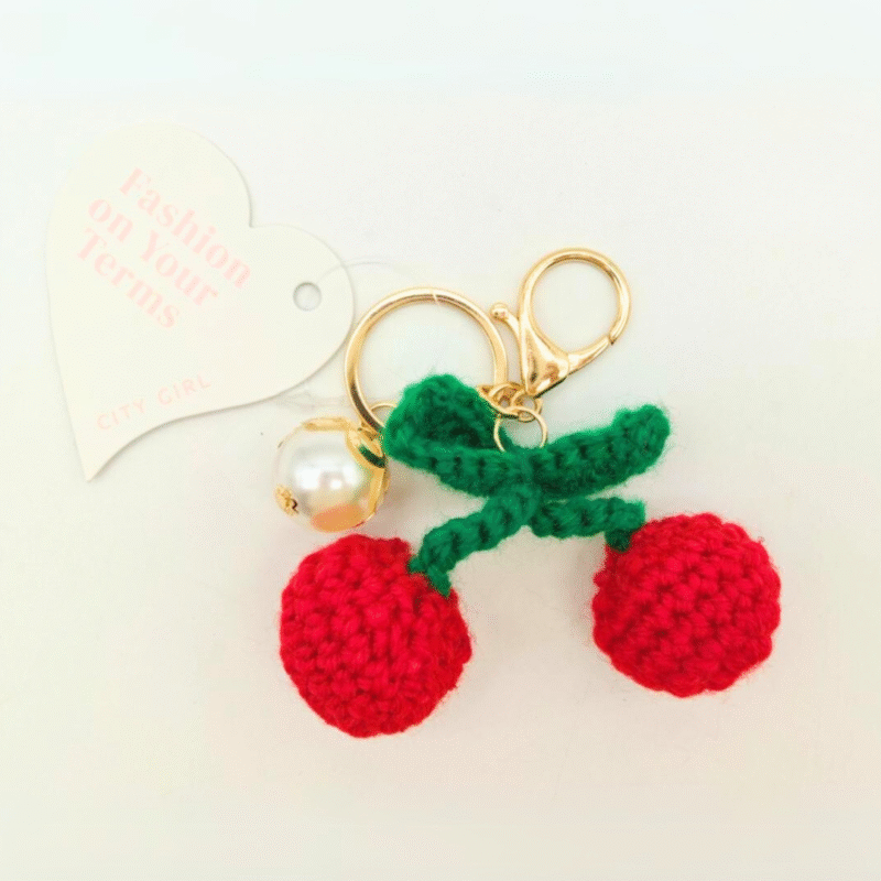 LLAVEROS CHARMS CHERRY - CEREZA TEJIDA – PAQUETE 12u