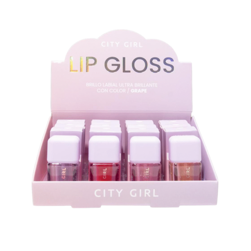 LIP GLOSS LABIAL CON BRILLOS - CAJA COMPLETA DE 16U - CITY GIRL