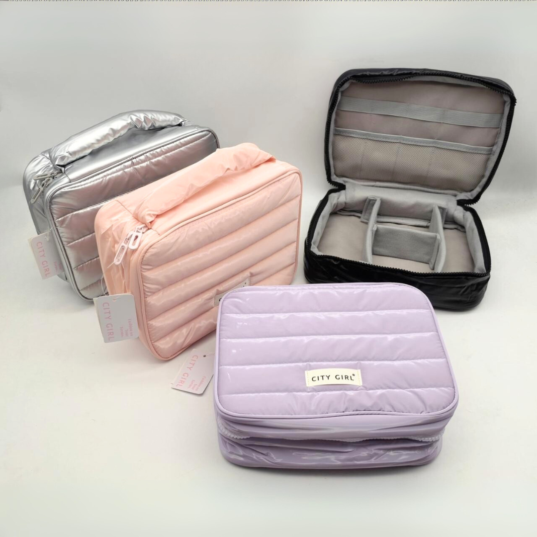 PORTA COSMÉTICOS / NECESER PUFFER CON DIVISIONES - CITY GIRL