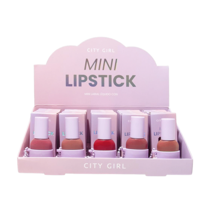 MINI LABIAL GLOSS CON COLGANTE - CAJA COMPLETA DE 25U - CITY GIRL