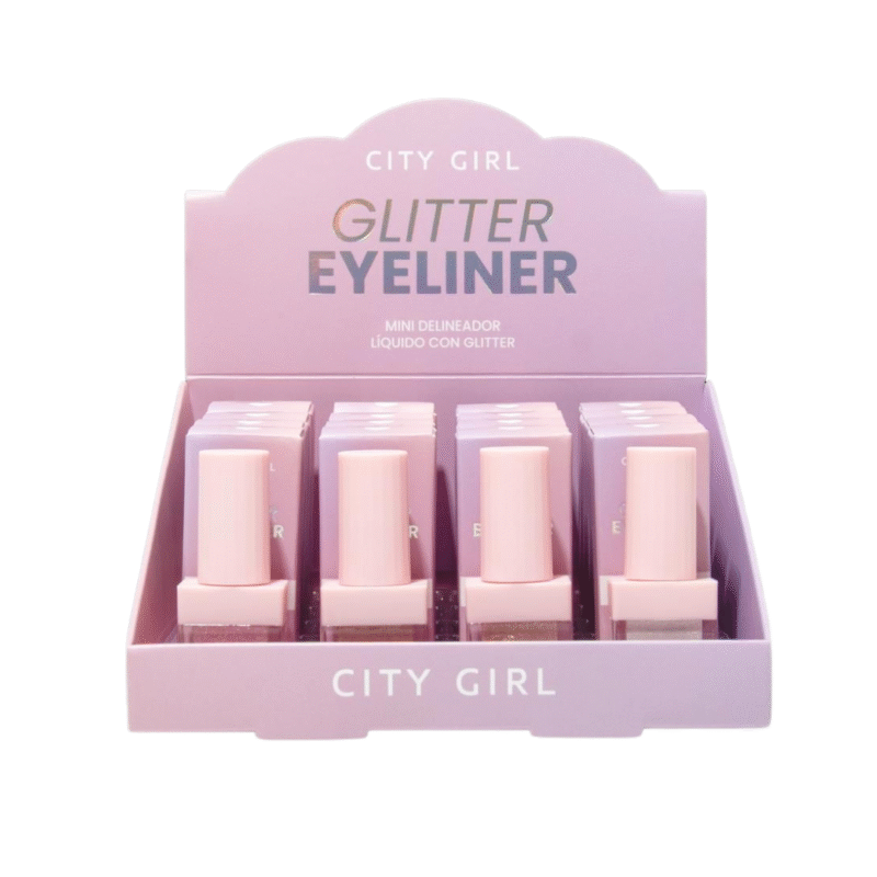 MINI DELINEADOR CON GLITTER - CAJA COMPLETA DE 20U - CITY GIRL