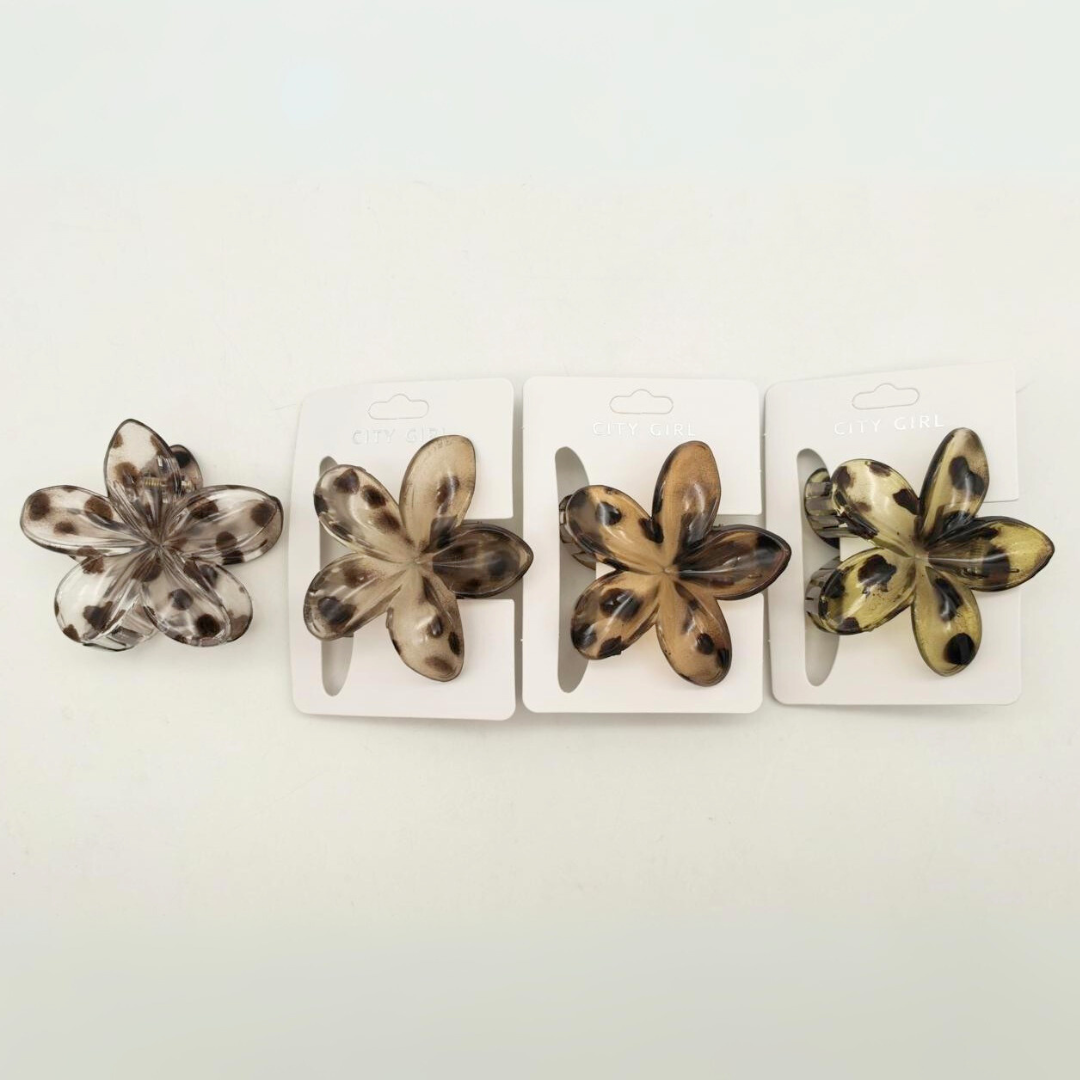 BROCHE FLOR HAWAIANA PRINT PARA PELO – PAQUETE 12 U CITY GIRL