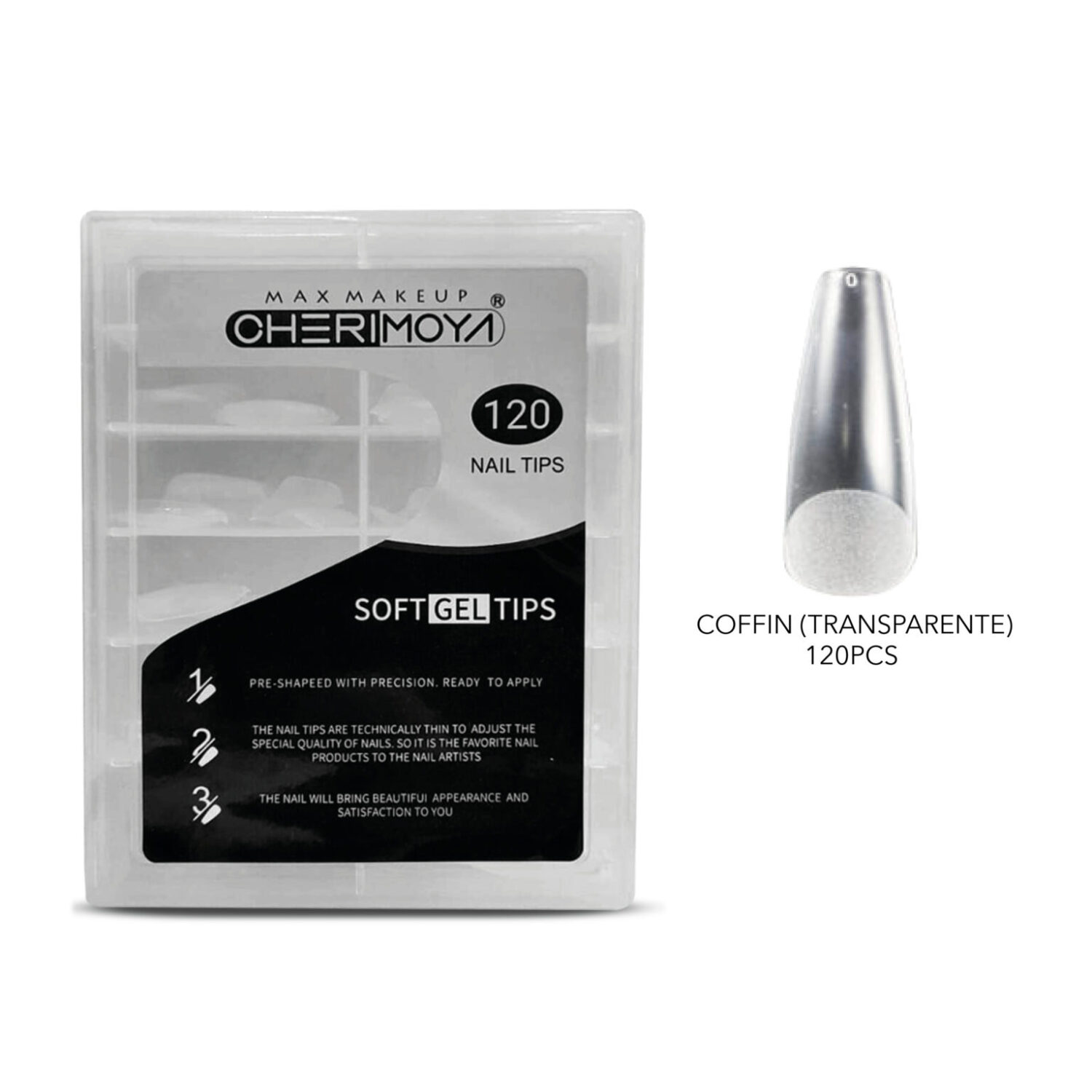 TIPS PARA SOFT GEL COFFIN LARGO 120 PCS - CHERIMOYA