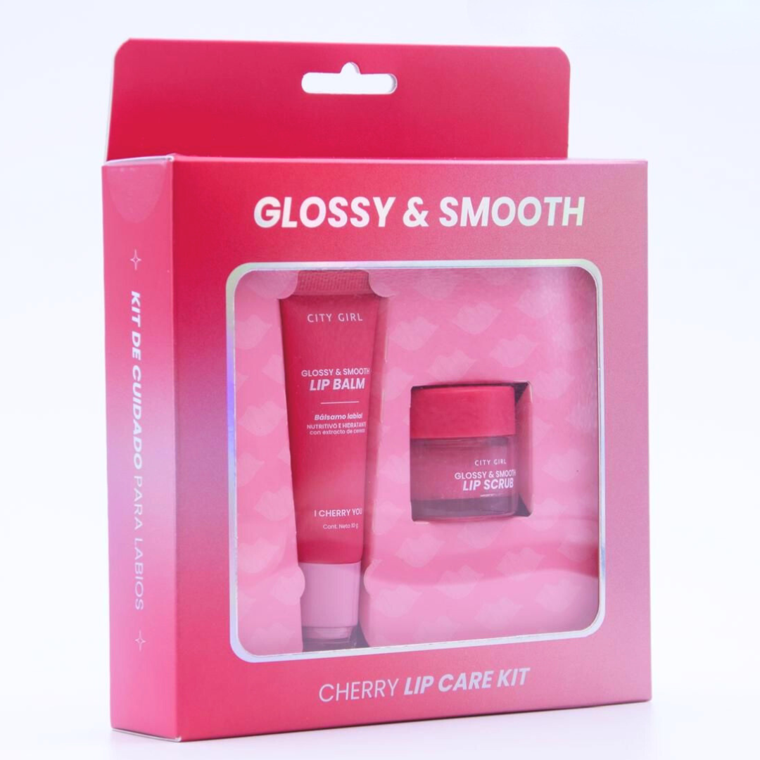 KIT CHERRY DE CUIDADO PARA LABIOS DE CEREZA - EXFOLIANTE + BÁLSAMO CITY GIRL