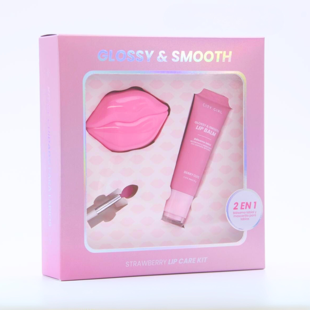 KIT DE CUIDADO PARA LABIOS DE FRUTILLA - MASCARILLA + BÁLSAMO CITY GIRL