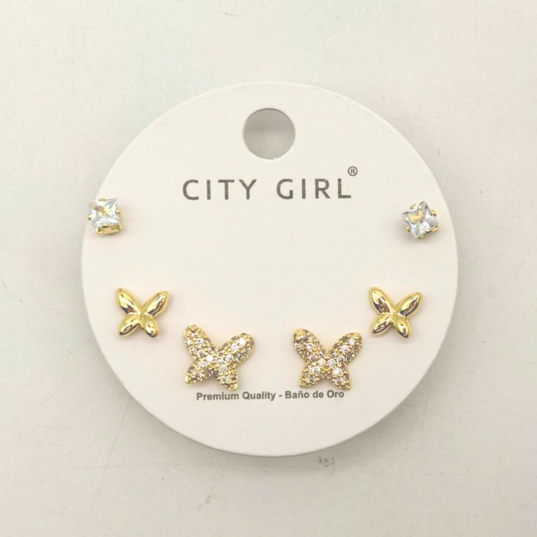 SET DE AROS MARIPOSA - CITY GIRL
