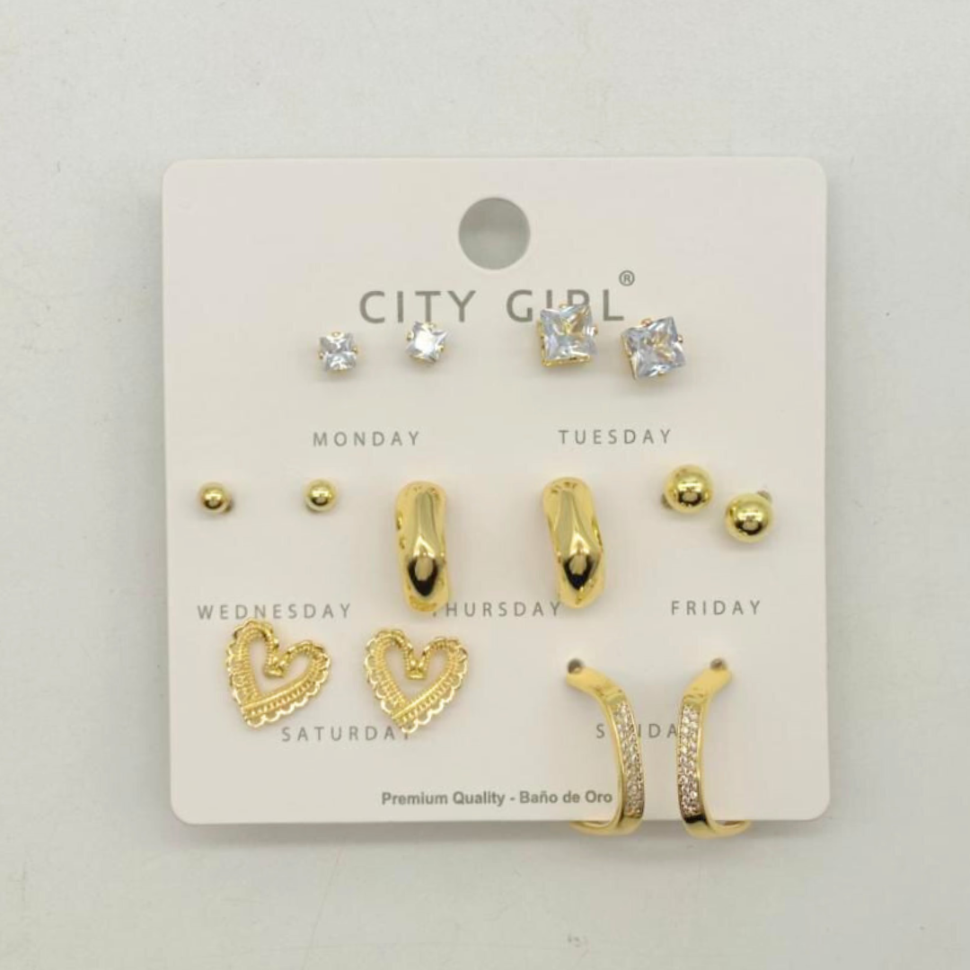 SET DE AROS – 7 PARES – CITY GIRL