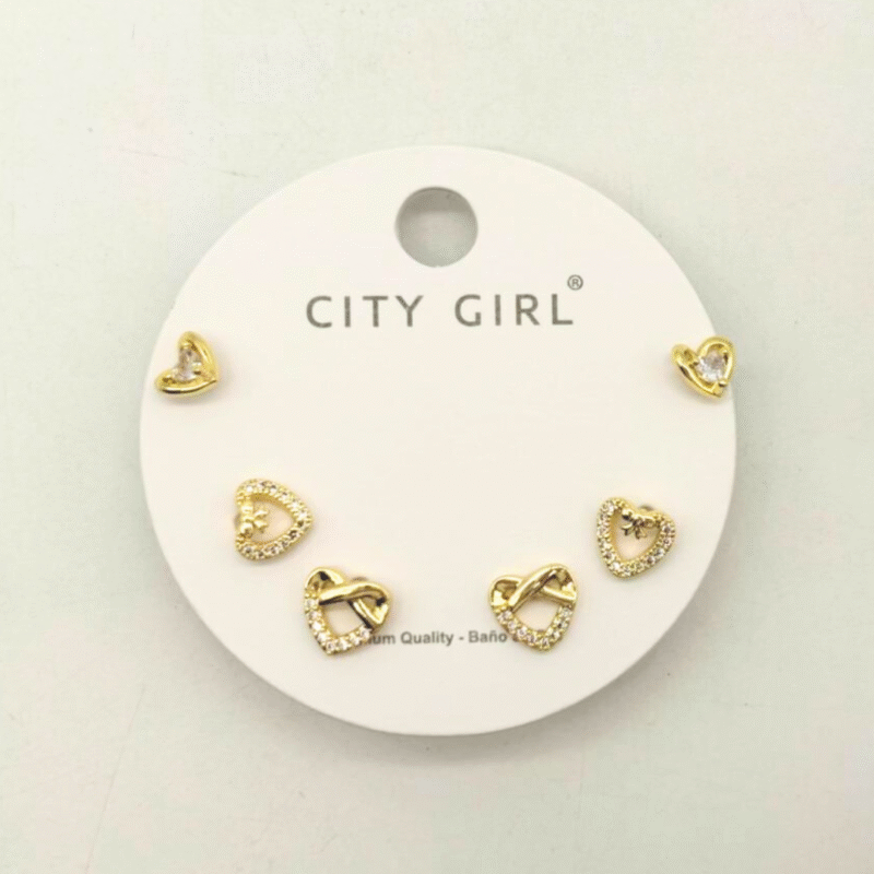 SET DE AROS CORAZONES - CITY GIRL