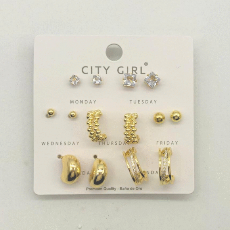 SET DE AROS - 7 PARES - CITY GIRL