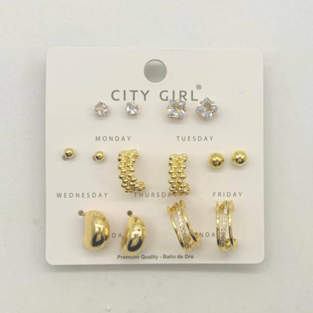SET DE AROS - 7 PARES - CITY GIRL