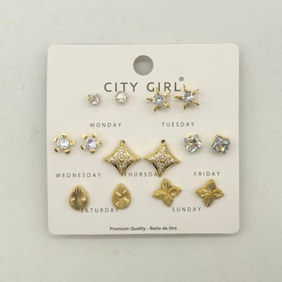 SET DE AROS - 7 PARES - CITY GIRL