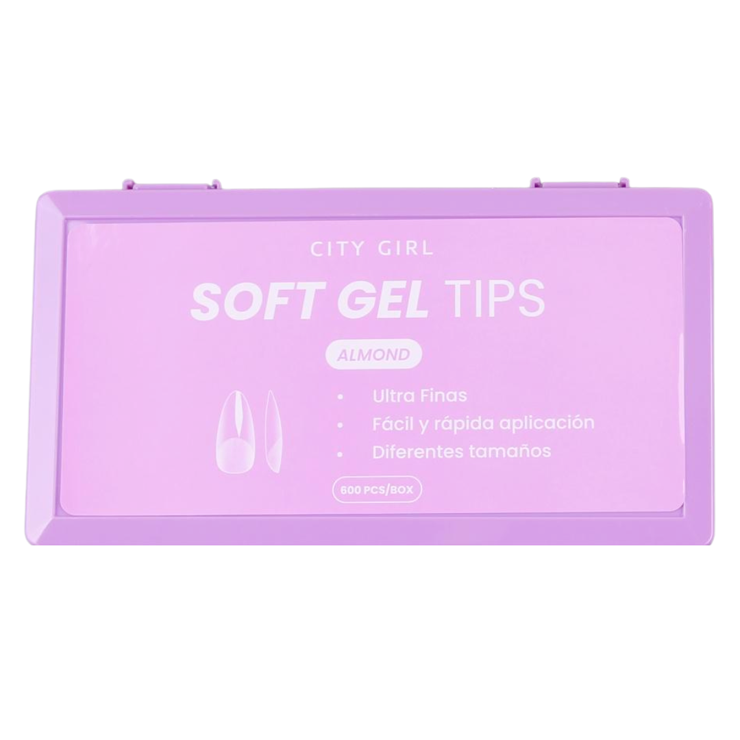 TIPS SOFT GEL ALMENDRA 600PCS - CITY GIRL