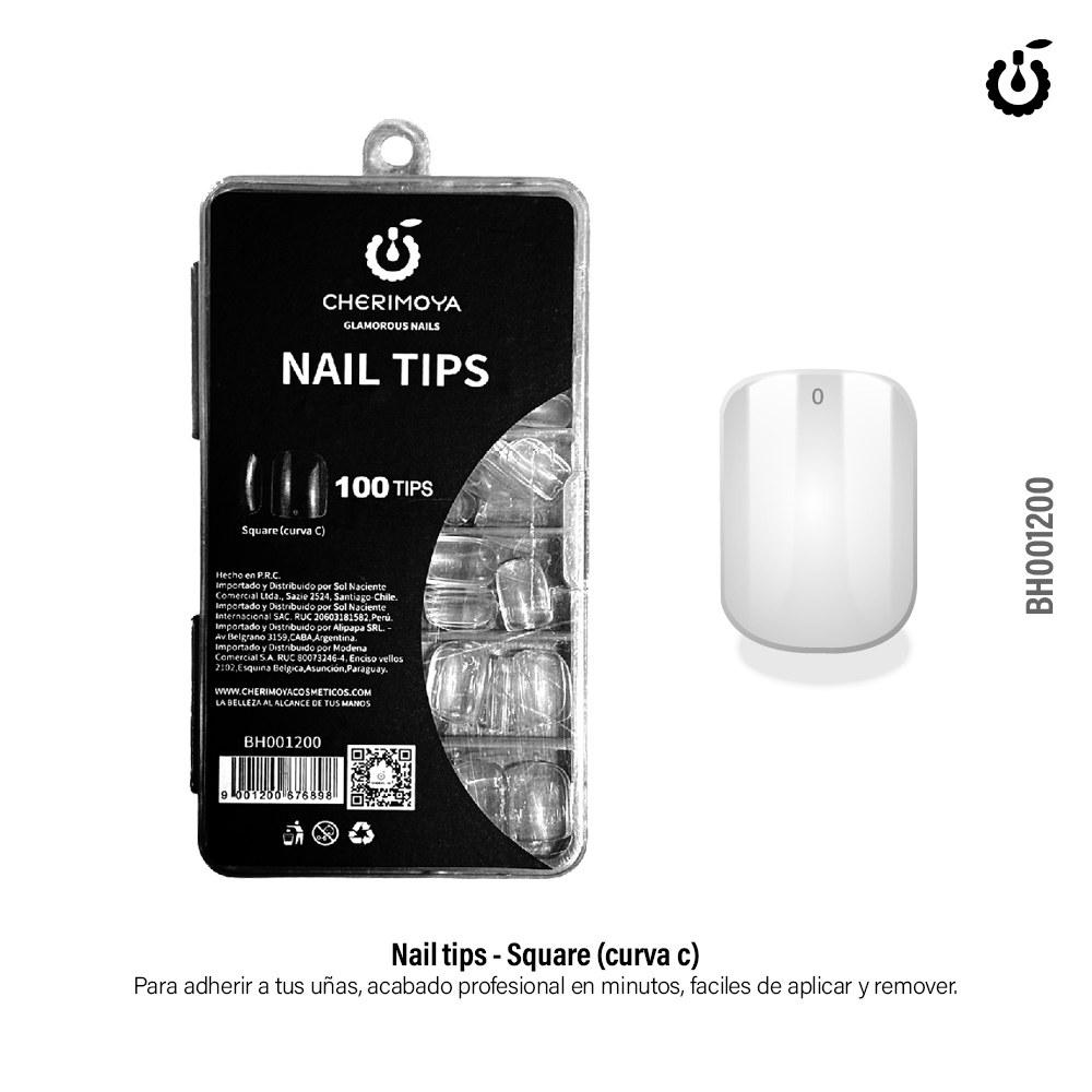 TIPS SOFT GEL CUADRADOS CORTOS 100PCS - CHERIMOYA
