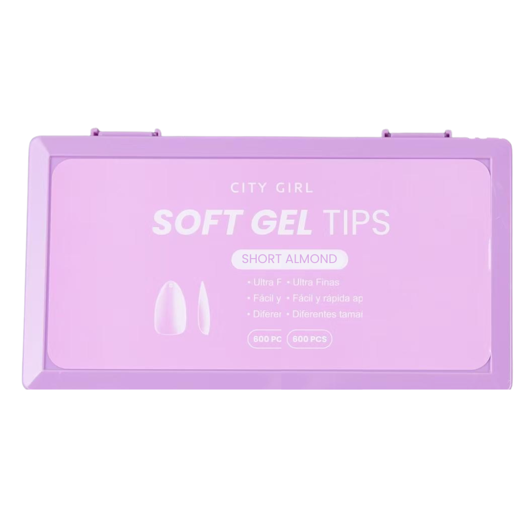 CAJA TIPS SOFT GEL ALMENDRA CORTA 600PCS – CITY GIRL