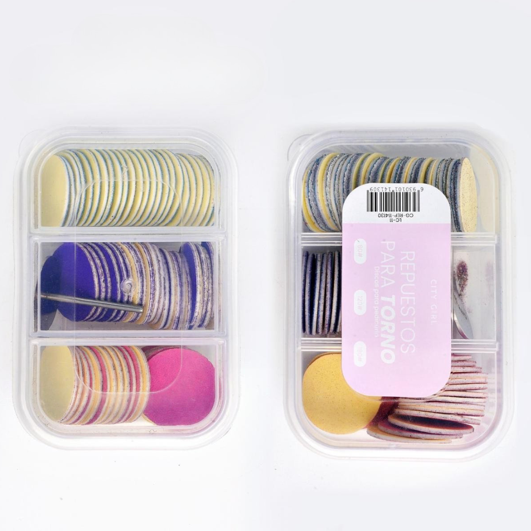 FRESA + DISCOS PARA TORNO gramajes #180 #240 #320 - 60PCS - CITY GIRL