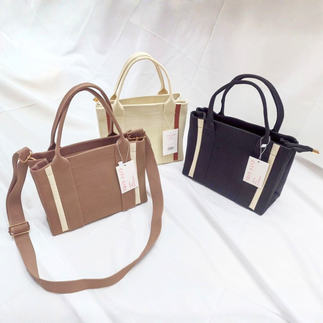CARTERA DE TELA COMBINADA - CITY GIRL