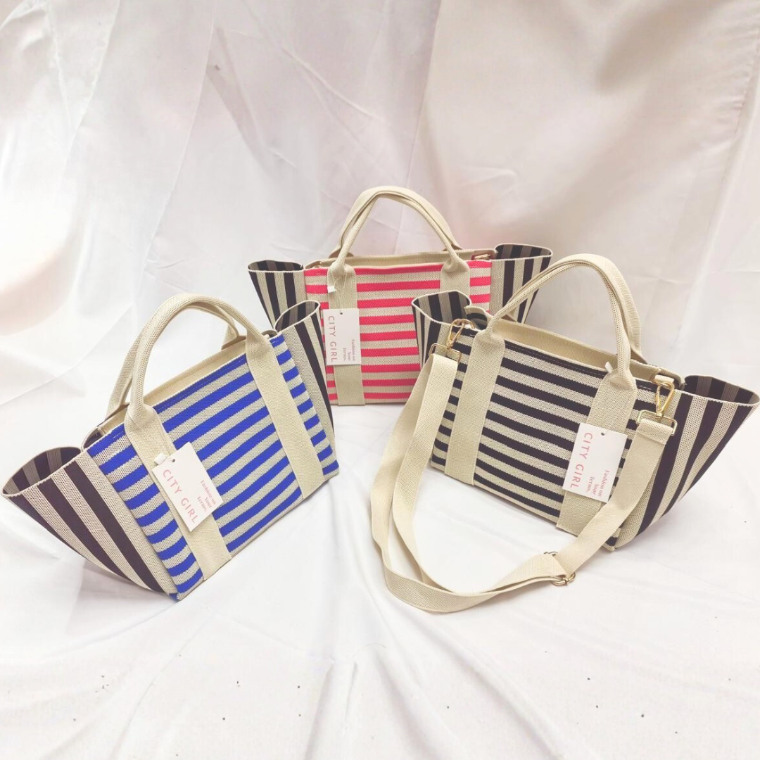 CARTERA DE TELA RAYADA - CITY GIRL