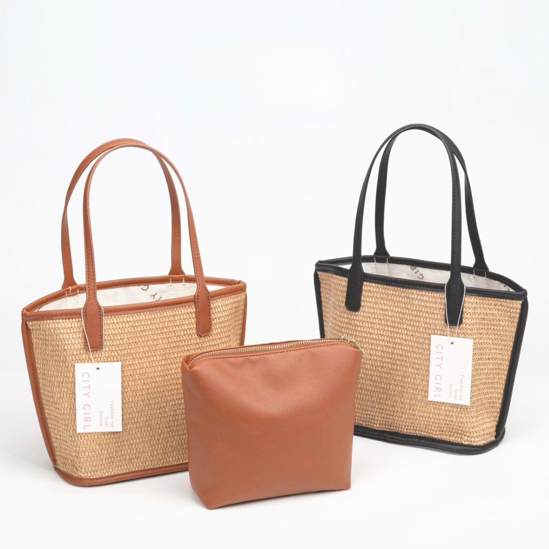 CARTERA DE YUTE CON ESTUCHE - CITY GIRL