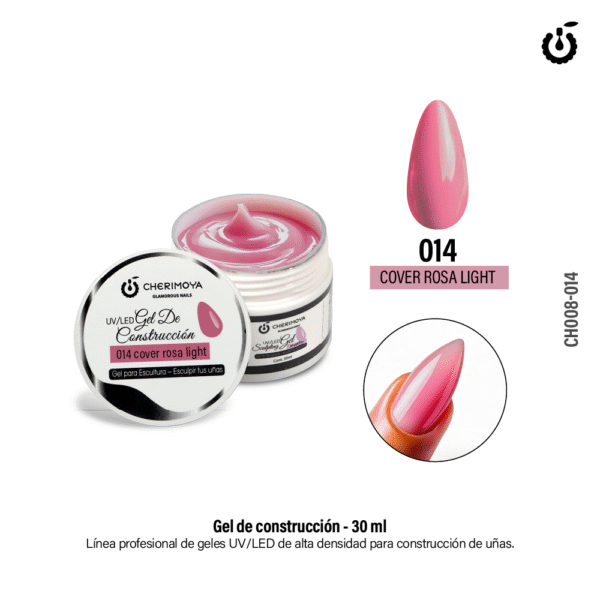 GEL DE CONSTRUCCIÓN CHERIMOYA 30ML - TONO #014 COVER ROSA LIGHT